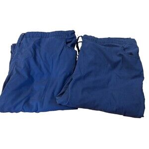 Dickies Scrub Pants Women's Petite XL Blue Uniform Drawstring Waist Lot of 2 EUC